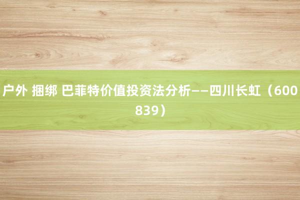 户外 捆绑 巴菲特价值投资法分析——四川长虹（600839）